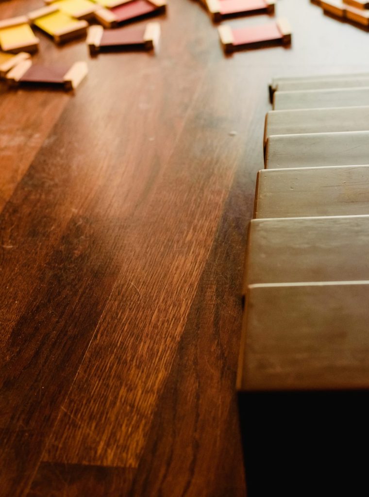 Brown blocks is a school, montessori style learning material.